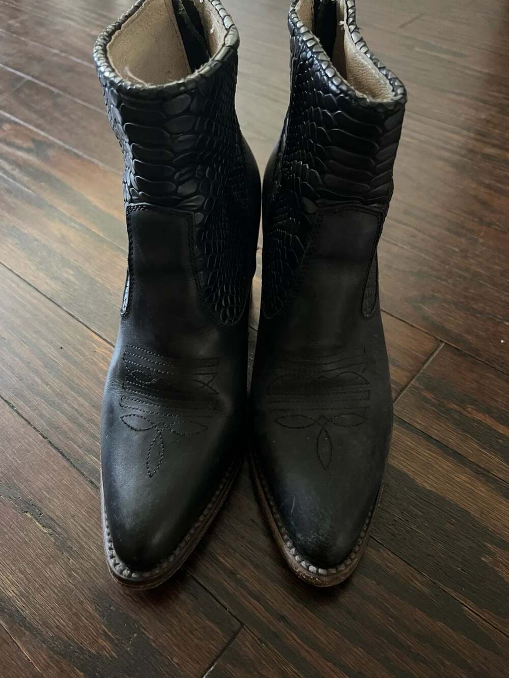 Freebird by Steven Clementine Black Snake Leather Boots Women's Size 8